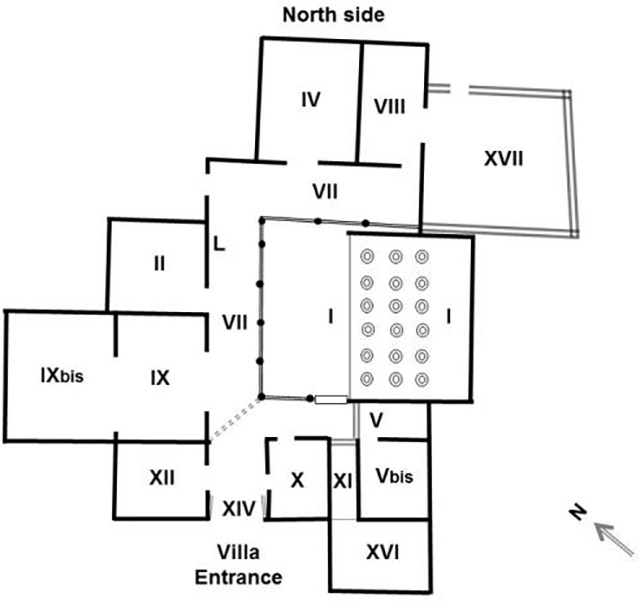 Villa Regina, Boscoreale. Plan after Stefano de Caro 1994.